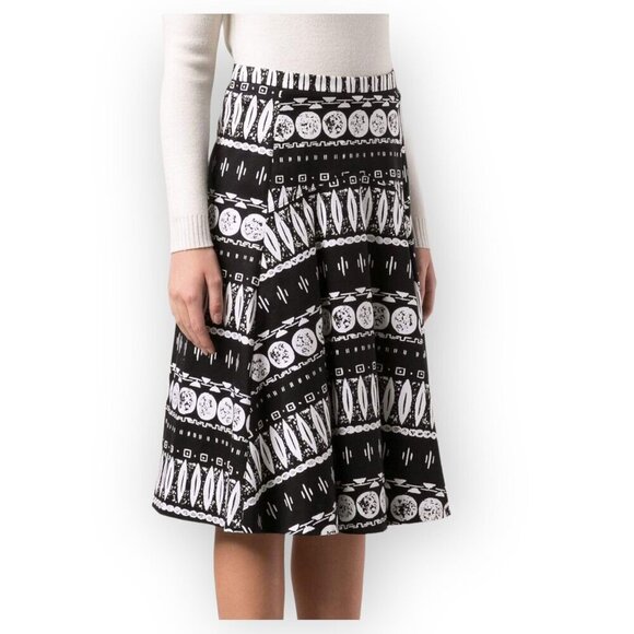 Veronica Beard Woodblock Print Midi Skirt, Black/white, Size 10 - Picture 14 of 14